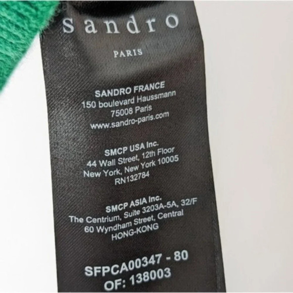 SANDRO Lucien Cardigan Sweater Wool Cashmere Button Up V Neck Kelly Green 0 - Picture 11 of 12